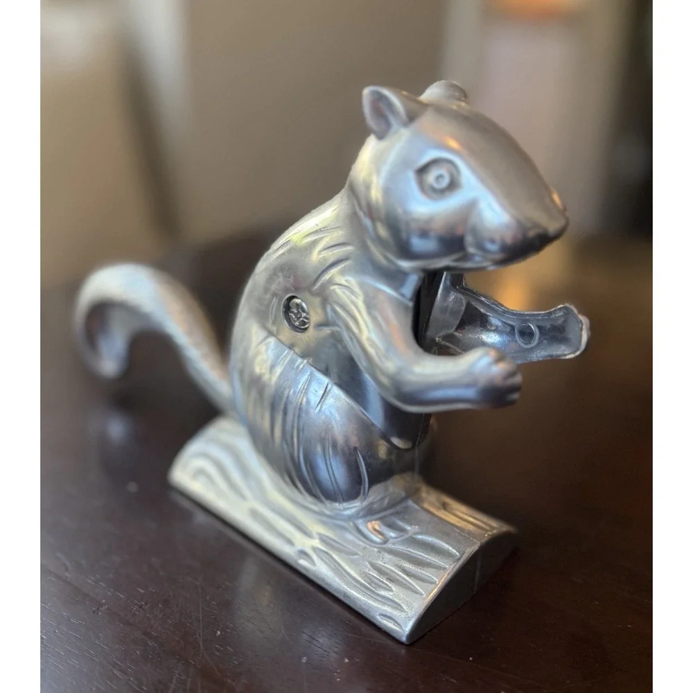 Vintage Collectible Metal Cast Aluminum Squirrel Nut Cracker